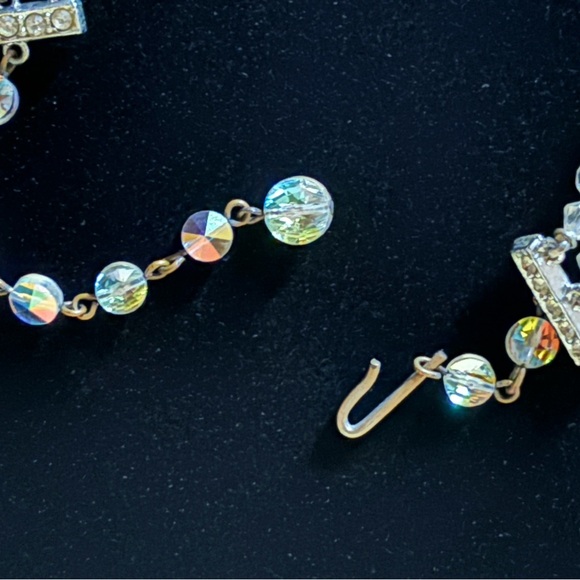 Vintage 3 Strand Aurora Borealis Crystal Necklace - Picture 5 of 6